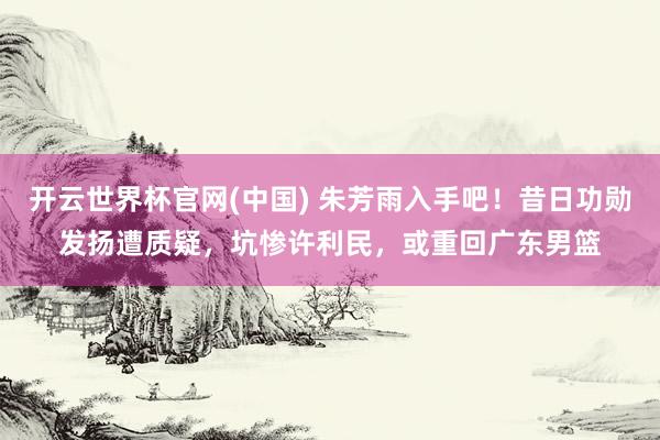 开云世界杯官网(中国) 朱芳雨入手吧！昔日功勋发扬遭质疑，坑惨许利民，或重回广东男篮