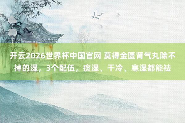 开云2026世界杯中国官网 莫得金匮肾气丸除不掉的湿，3个配伍，痰湿、干冷、寒湿都能祛