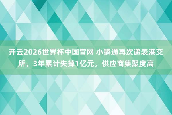 开云2026世界杯中国官网 小鹅通再次递表港交所，3年累计失掉1亿元，供应商集聚度高
