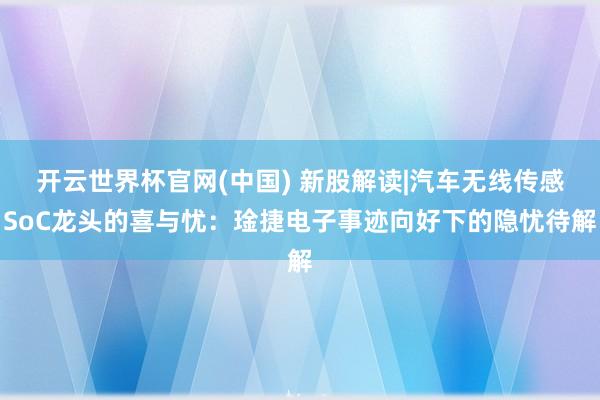 开云世界杯官网(中国) 新股解读|汽车无线传感SoC龙头的喜与忧：琻捷电子事迹向好下的隐忧待解