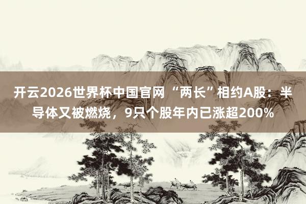 开云2026世界杯中国官网 “两长”相约A股:半导体又被燃烧,9只个股年内已涨超200%