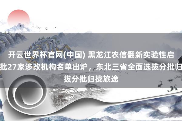 开云世界杯官网(中国) 黑龙江农信翻新实验性启动：首批27家涉改机构名单出炉，东北三省全面选拔分批归拢旅途