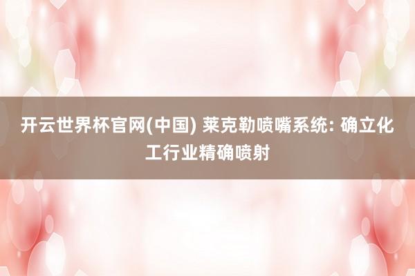 开云世界杯官网(中国) 莱克勒喷嘴系统: 确立化工行业精确喷射