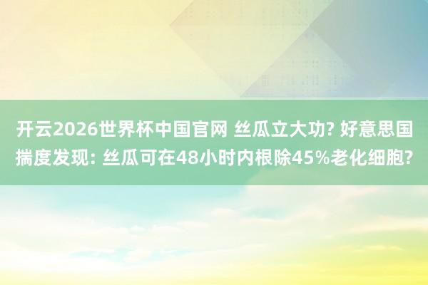开云2026世界杯中国官网 丝瓜立大功? 好意思国揣度发现: 丝瓜可在48小时内根除45%老化细胞?