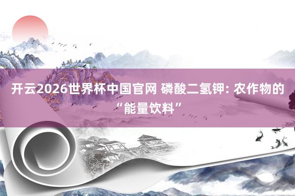 开云2026世界杯中国官网 磷酸二氢钾: 农作物的“能量饮料”
