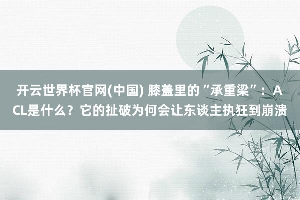 开云世界杯官网(中国) 膝盖里的“承重梁”:ACL是什么?它的扯破为何会让东谈主执狂到崩溃
