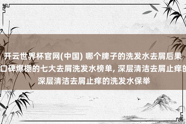 开云世界杯官网(中国) 哪个牌子的洗发水去屑后果好? 2026 年口碑爆棚的七大去屑洗发水榜单， 深层清洁去屑止痒的洗发水保举