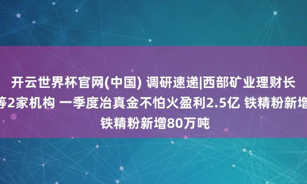 开云世界杯官网(中国) 调研速递|西部矿业理财长城基金等2家机构 一季度冶真金不怕火盈利2.5亿 铁精粉新增80万吨