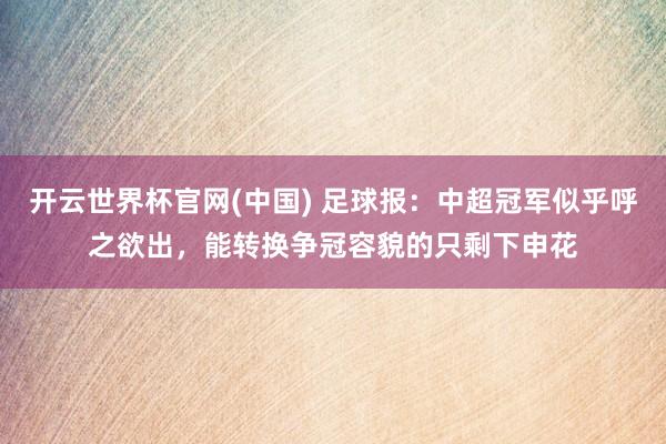 开云世界杯官网(中国) 足球报:中超冠军似乎呼之欲出,能转换争冠容貌的只剩下申花