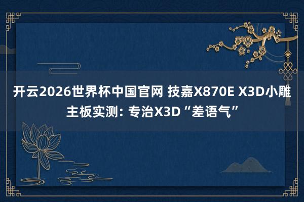 开云2026世界杯中国官网 技嘉X870E X3D小雕主板实测: 专治X3D“差语气”