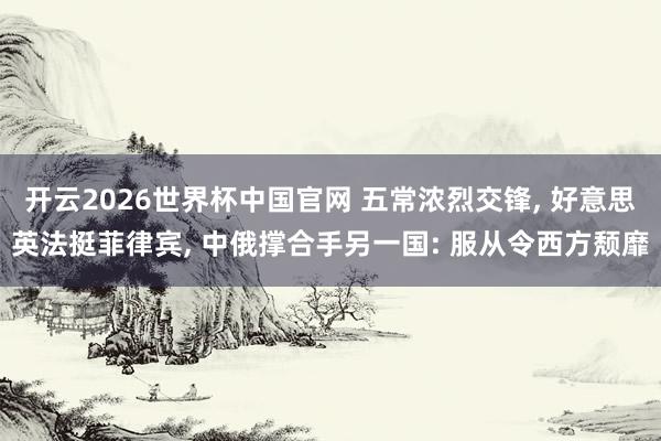开云2026世界杯中国官网 五常浓烈交锋， 好意思英法挺菲律宾， 中俄撑合手另一国: 服从令西方颓靡