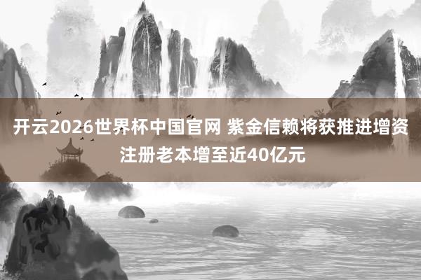 开云2026世界杯中国官网 紫金信赖将获推进增资 注册老本增至近40亿元