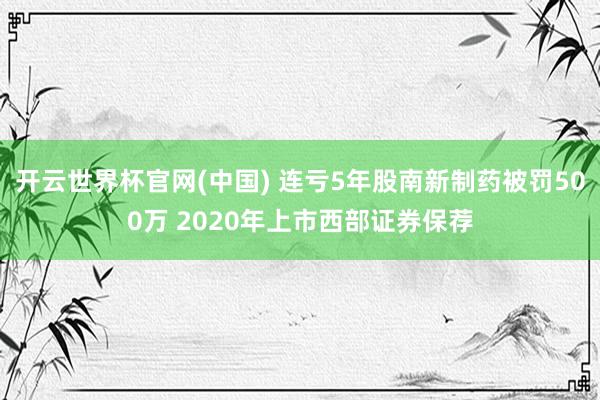 开云世界杯官网(中国) 连亏5年股南新制药被罚500万 2020年上市西部证券保荐