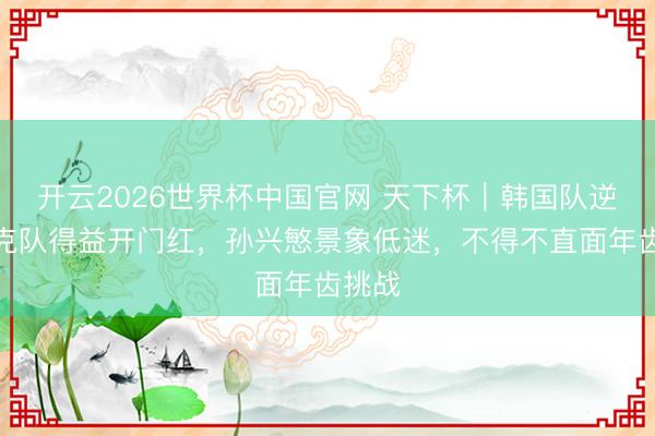 开云2026世界杯中国官网 天下杯｜韩国队逆转捷克队得益开门红，孙兴慜景象低迷，不得不直面年齿挑战
