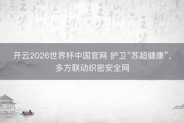开云2026世界杯中国官网 护卫“苏超健康”，多方联动织密安全网