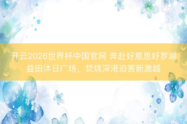 开云2026世界杯中国官网 奔赴好意思好罗湖益田沐日广场，焚烧深港迫害新激越